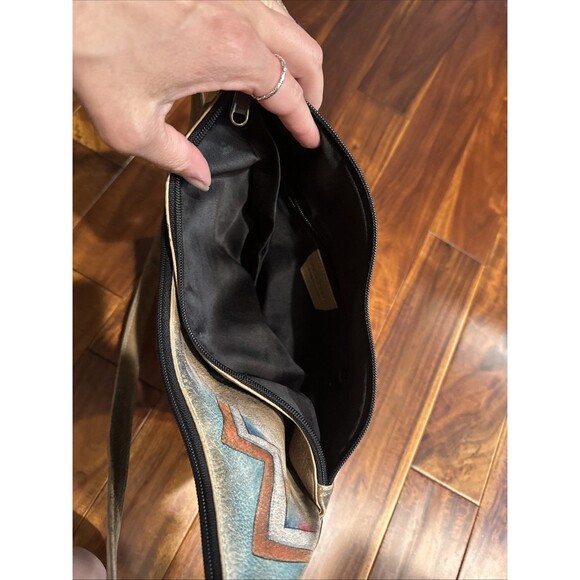 ANUSCHKA Purse Hand Painted Leather Shoulder Bag Abstract Southwest Art - Picture 15 of 16